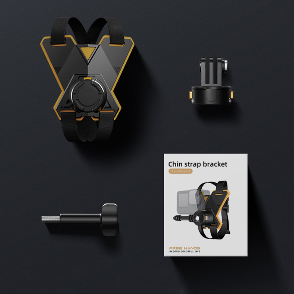 Motorrad Helm Kinn Adapter Halterung mit magnetischem Quick-Release Anschluss für GoPro Kameras inkl. Smartphone-Clip - Schwarz