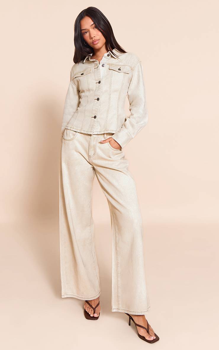 Washed Stone Jean Large Taille Mi-haute