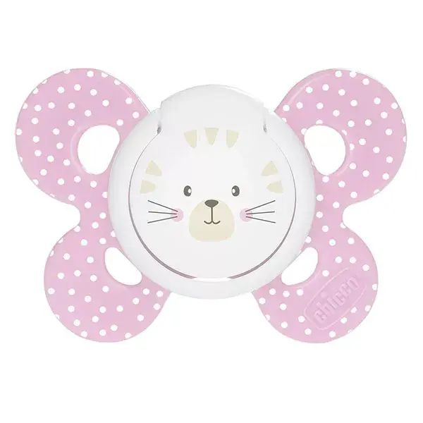 Chupeta de silicone Chicco Physio Forma Comfort +6 meses, rosa com bolinhas + caixa esterilizadora