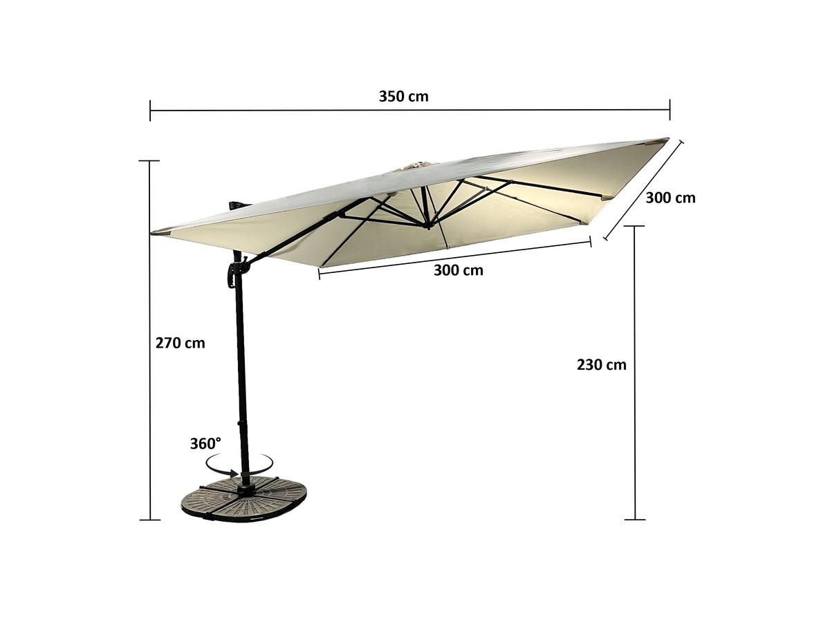Buitenkado pro 3x3m aluminium zweefparasol - grey