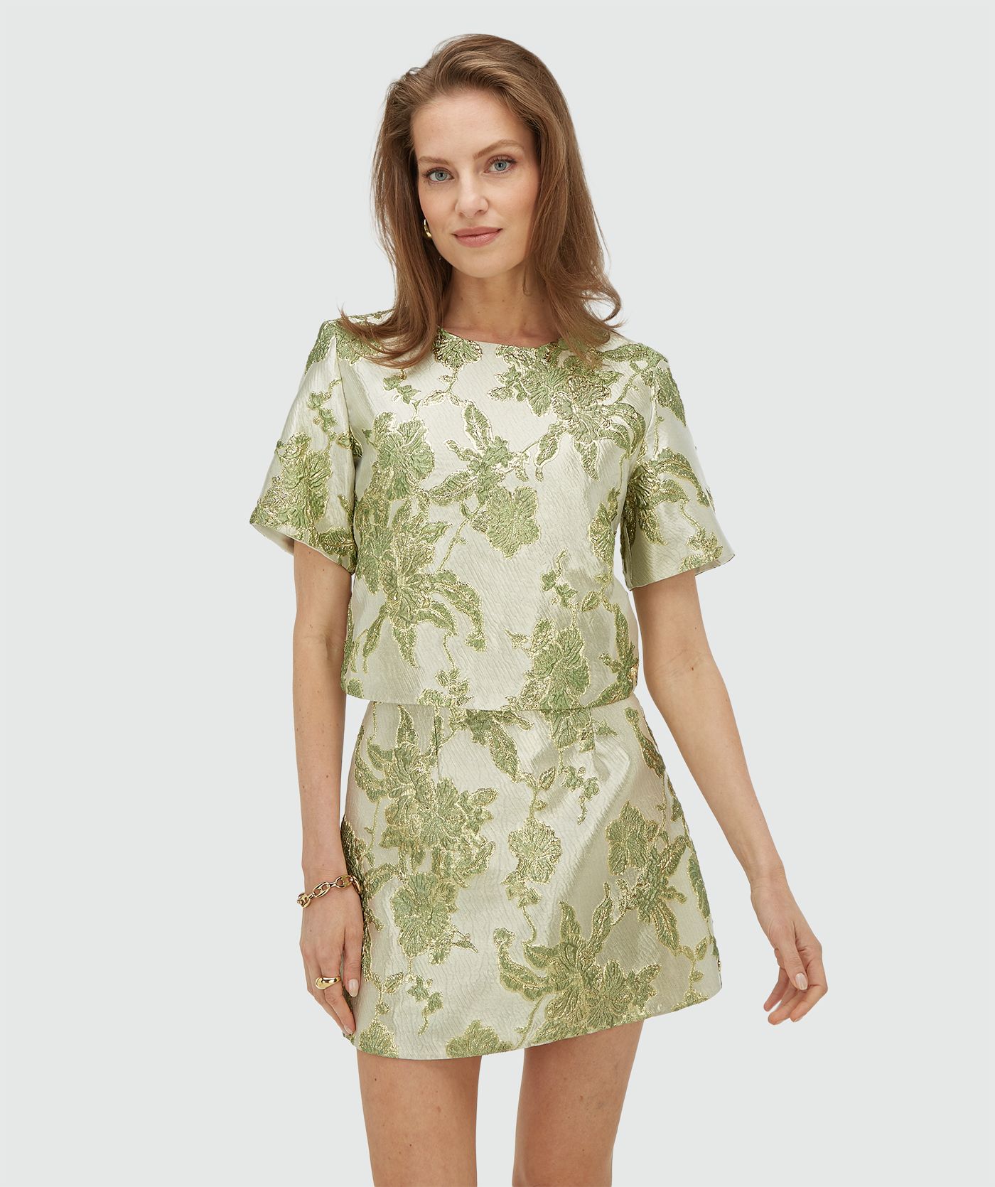 JV-CHARISMA cropped top met metallic details - dark pistachio