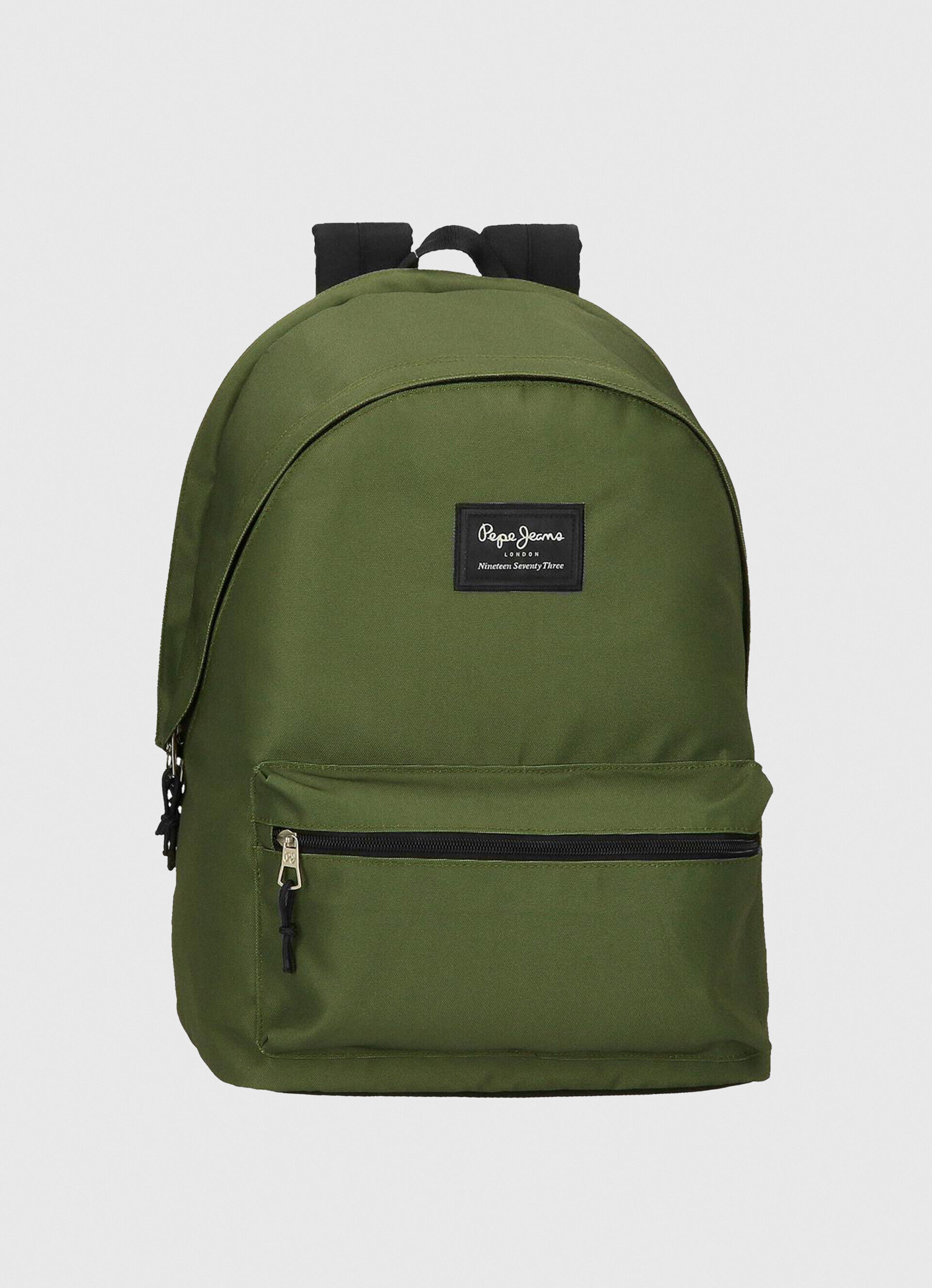 Mochila escolar lisa, verde-escura, tamanho único.