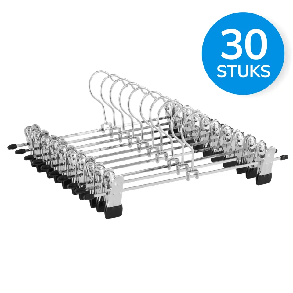 Antislip Broekhangers met Knijpers - 30 stuks Kleding Hangers met Klemmen- 31cm