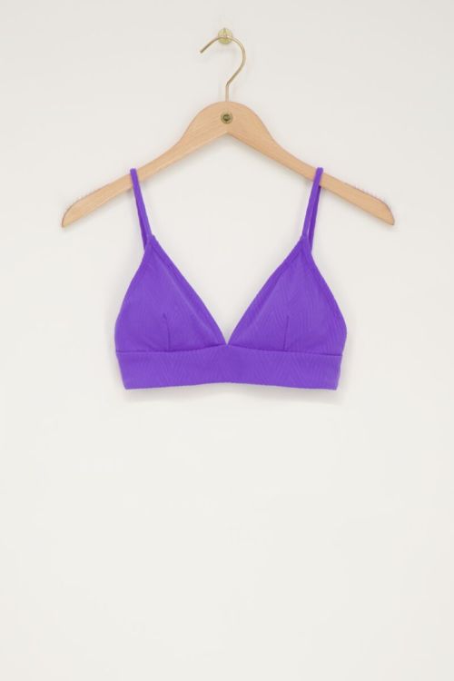 Paarse bikini top triangel longline met zigzag