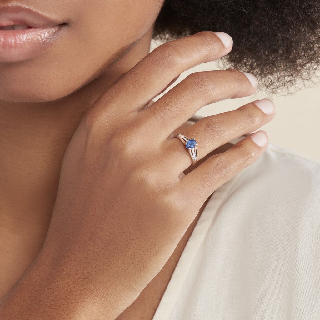 Bague Denise Or Blanc Saphir Et Diamant