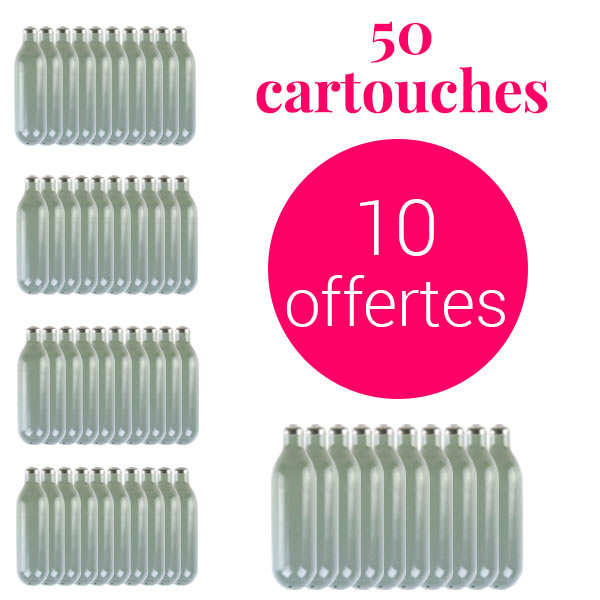 40 cartouches de 8g de N2O pour siphon chantilly + 10 offertes