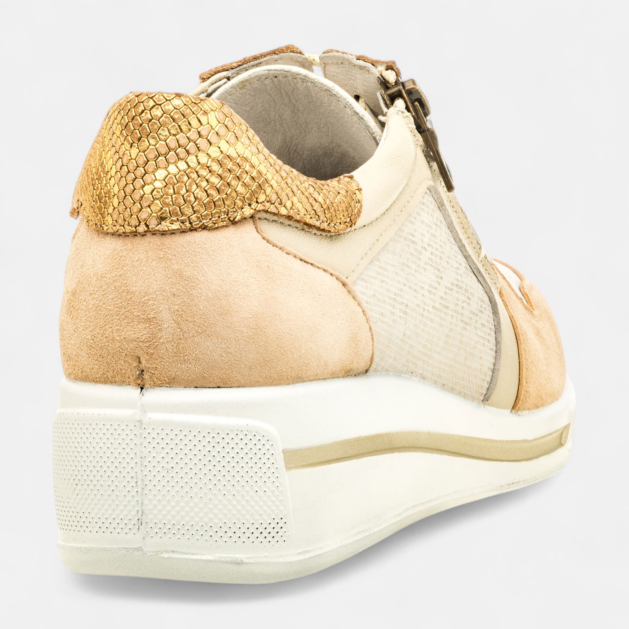 Baskets basses Femme en cuir beige