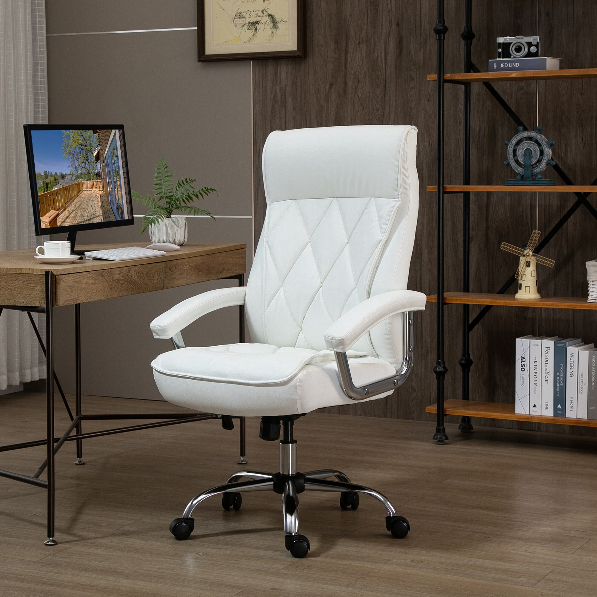 HOMCOM Gamingstuhl mit Wippfunktion weiß 66 x 69 x 113-121 cm (BxTxH)