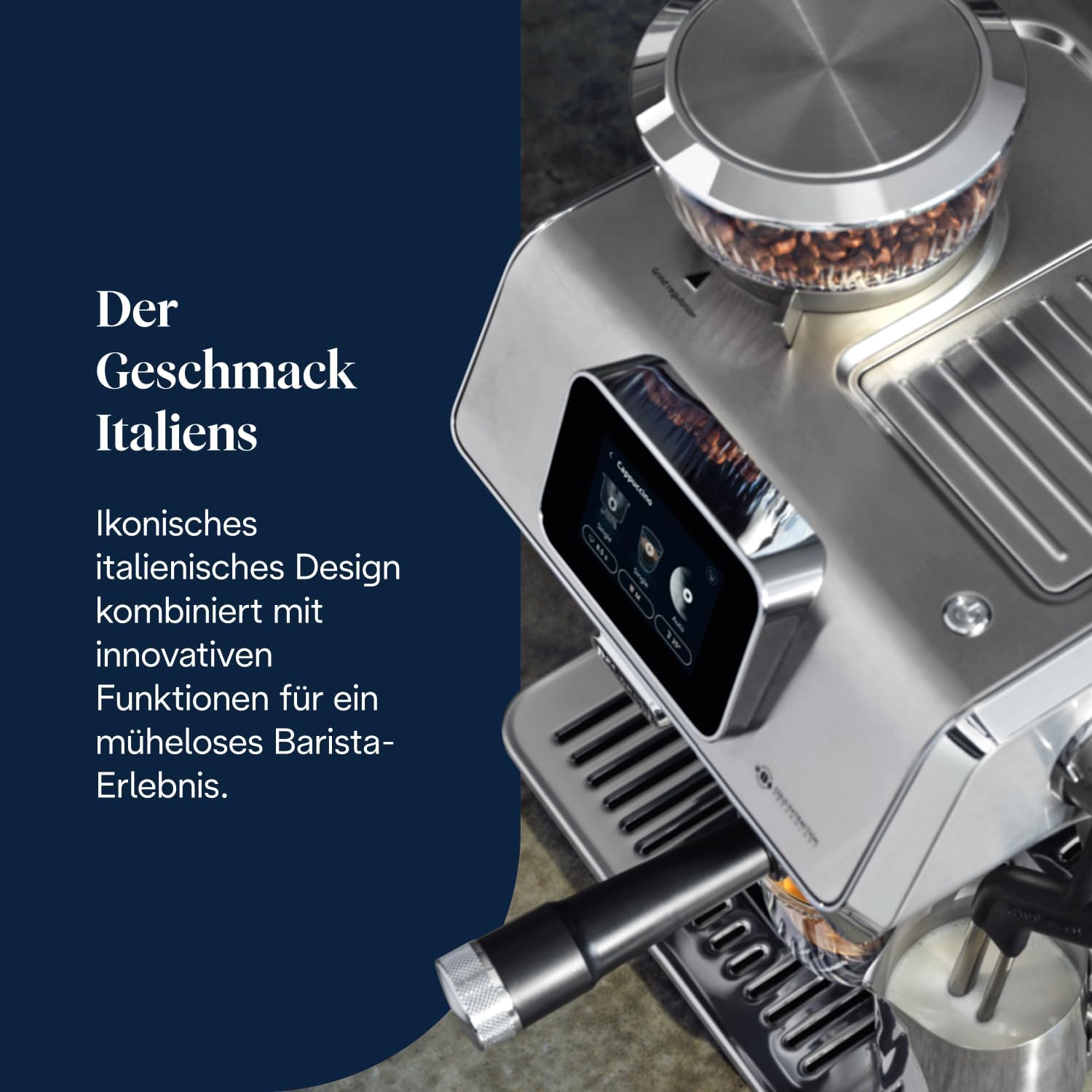 De'Longhi La Specialista Touch - Perfetto Siebträgermaschine Espressomaschine mit Mahlwerk, 10 Getränke, Cold Brew, automatische und manuelle Milchaufschäumung, Touchscreen, Metall (EC9455.M)