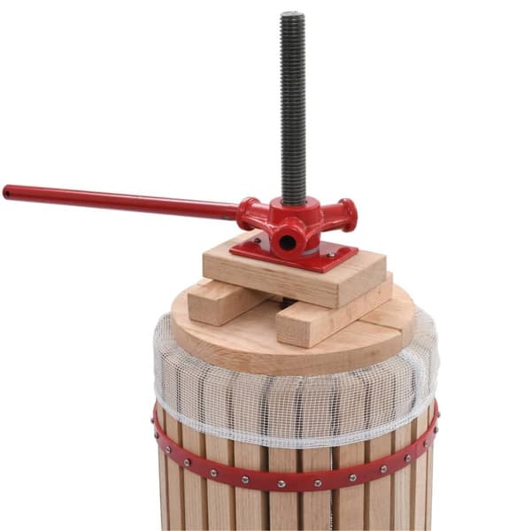 vidaXL Frukt- og vinpresse med tøybag 30 L heltre eik