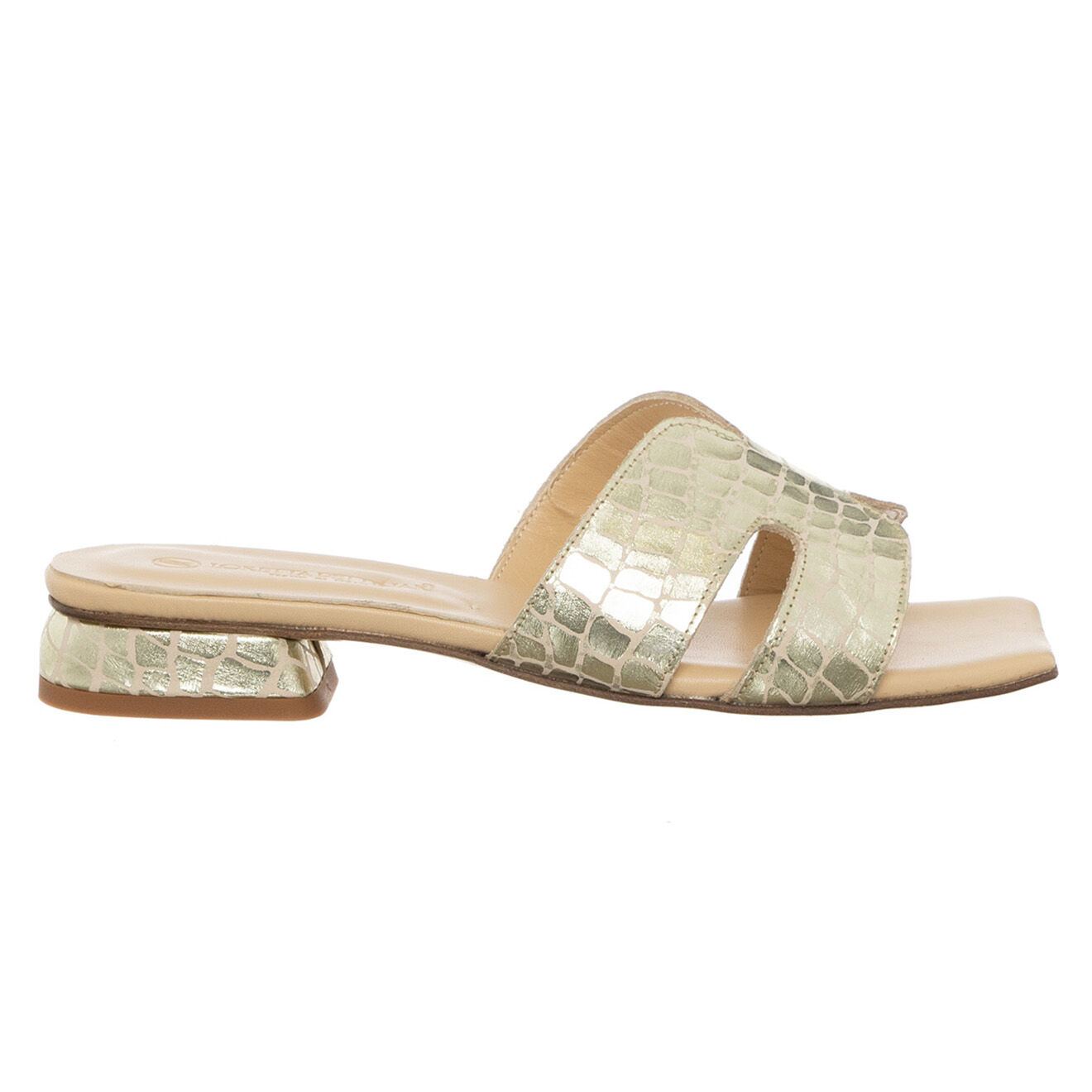 Loretta Pettinari Mules en Cuir Sima dorées