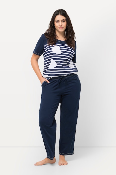 Pyjama, Herzen/Streifen, Rundhals, Halbarm