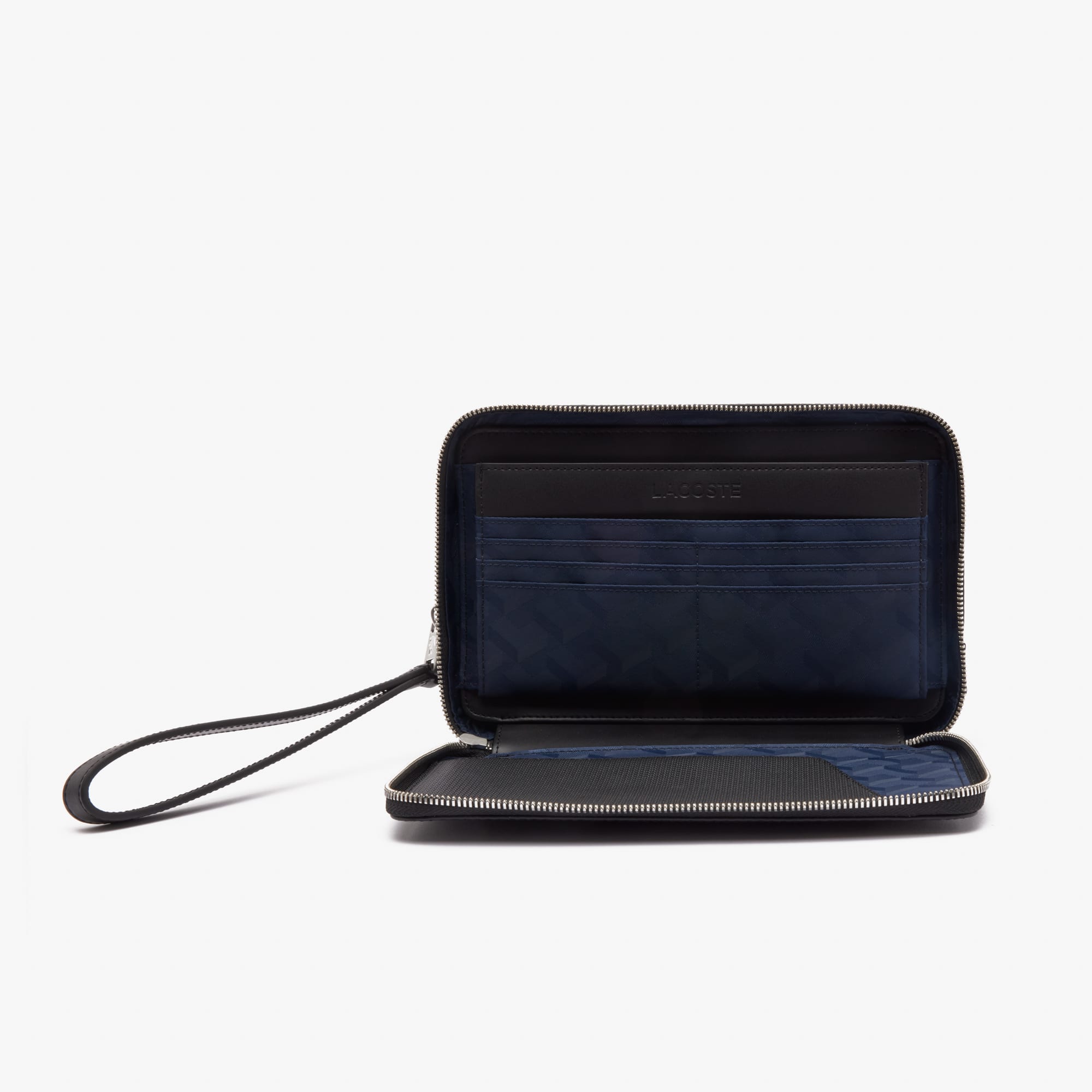 Trousse zippée Chantaco en cuir piqué uni Portefeuilles & Petite Maroquinerie - Noir - Lacoste - Homme