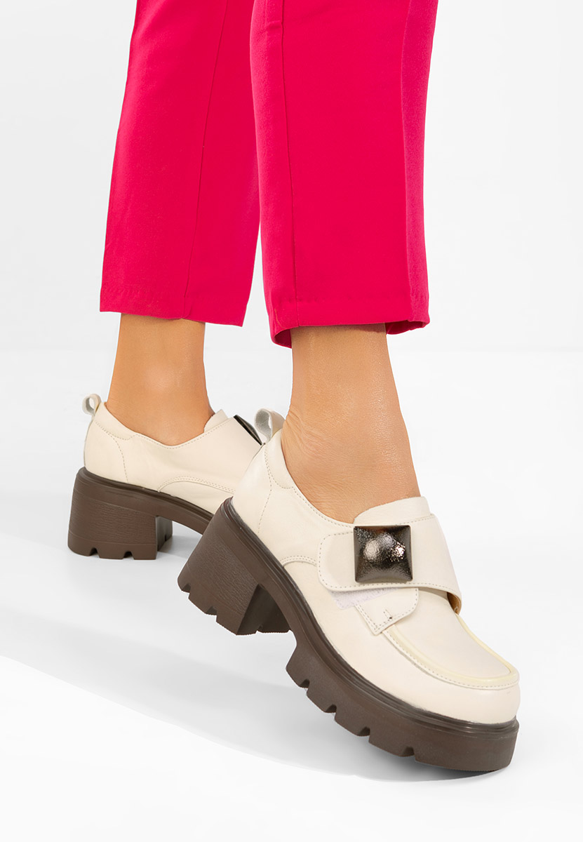 Chaussures casual femme en cuir beige Geolia
