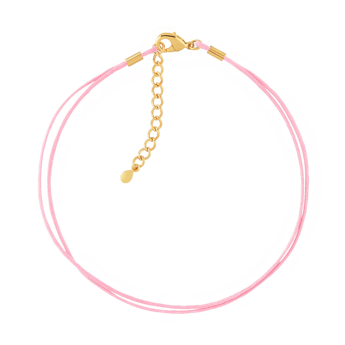 Bracelet plaqué or cordon coton rose
