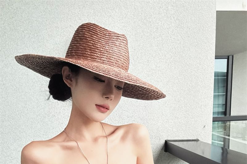 OUREA - Top met korte mouwen, off-shoulder stippen en twist