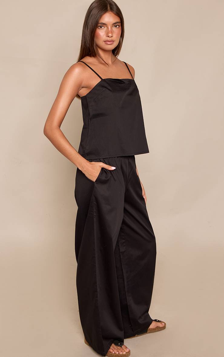 Noir Ensemble Coordonné Pantalon Large Slouchy En Coton