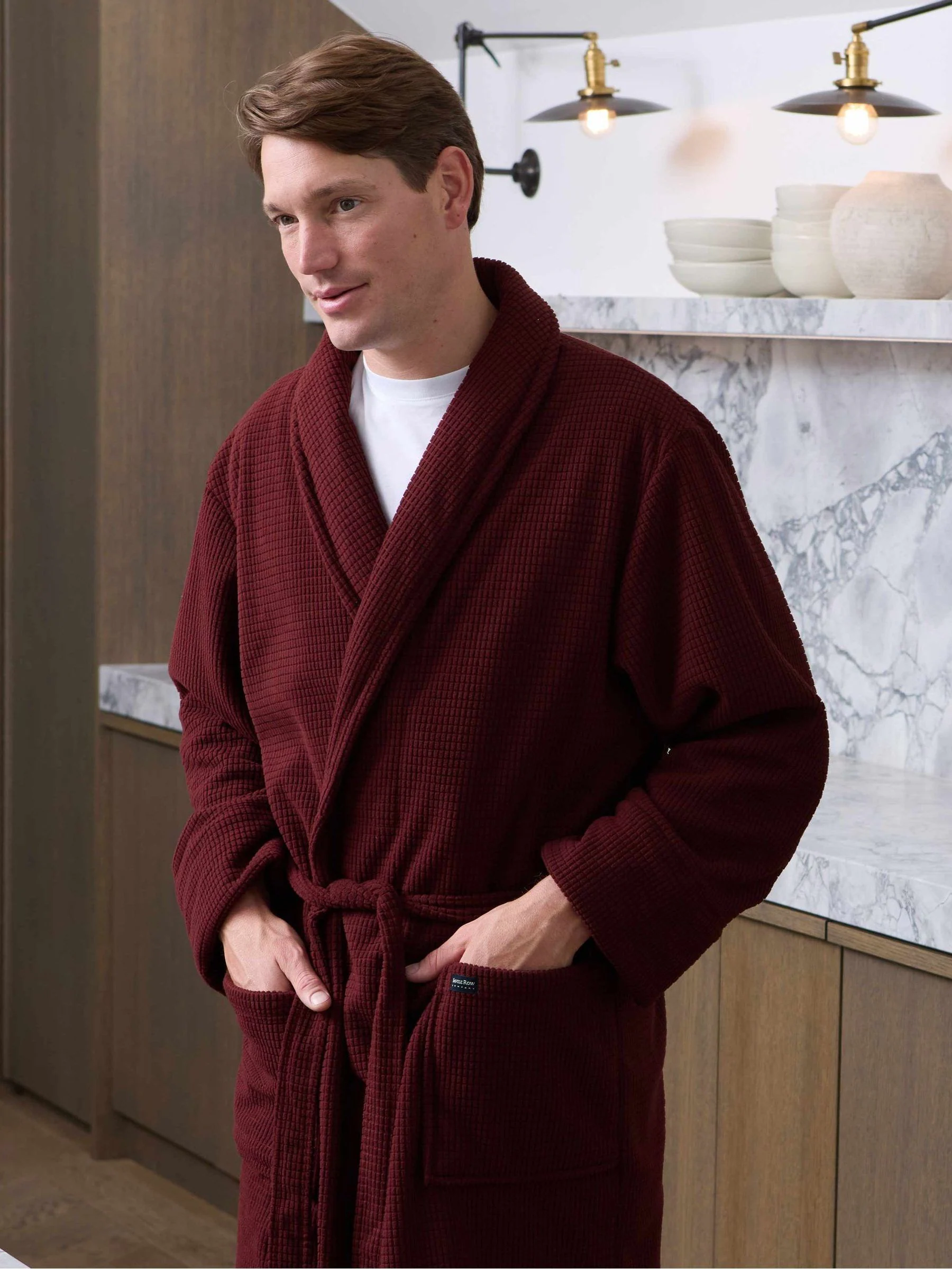 Savile Row Company Red Lightweight Soft Waffle Fleece Dressing Gown