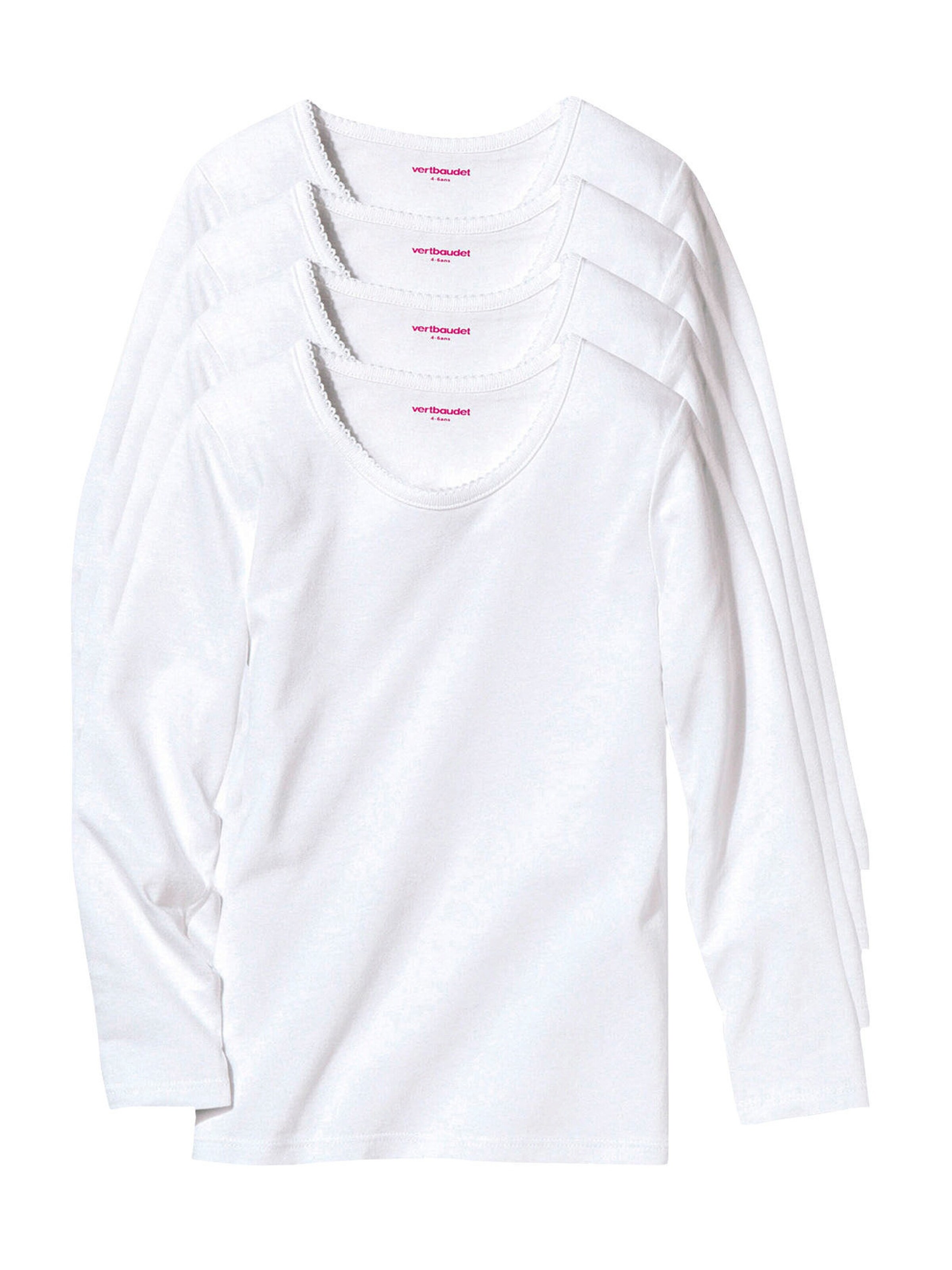 Vertbaudet 4er-Pack Mädchen Shirts BASIC weiß