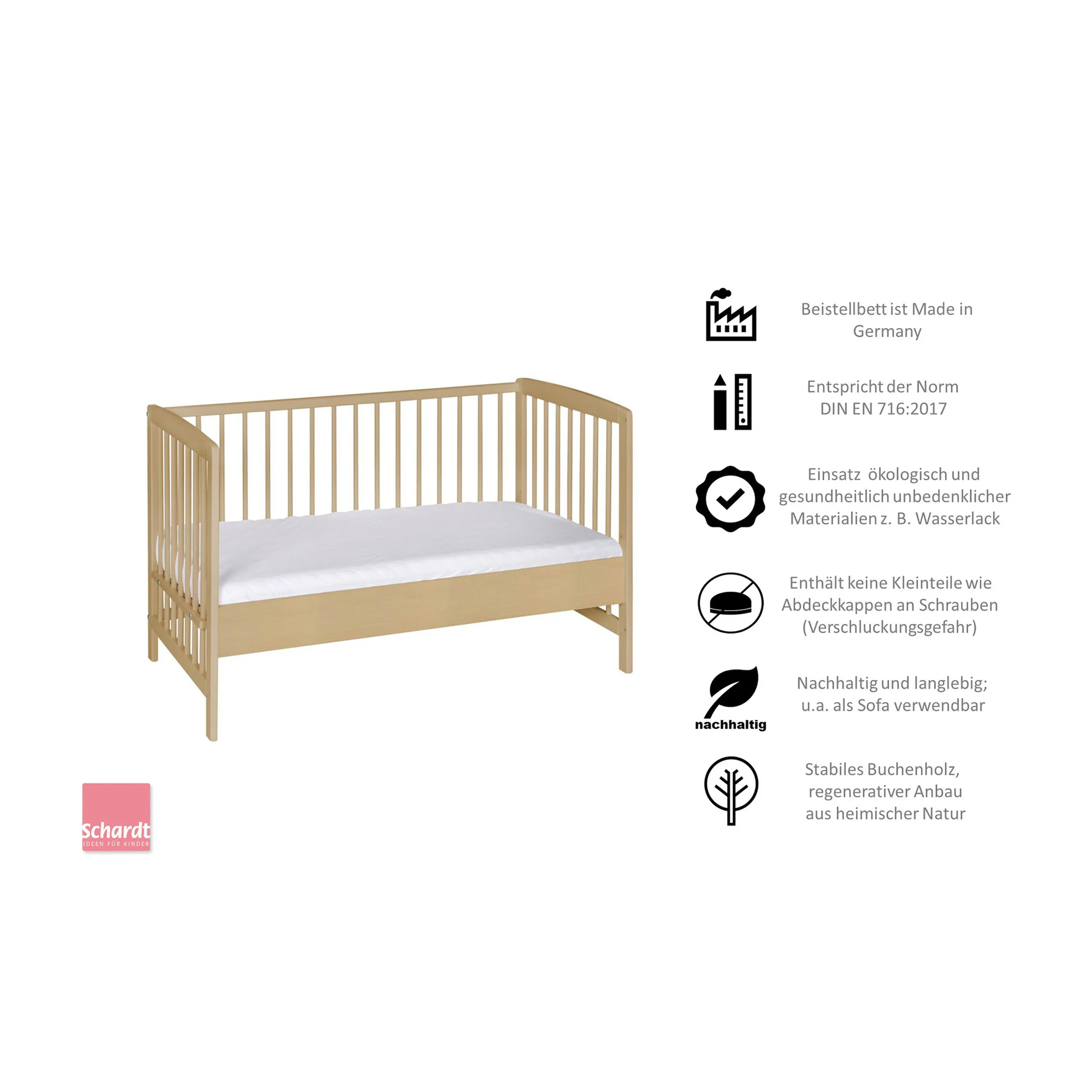 Schardt Beistellbett Micky 60x120 cm natur
