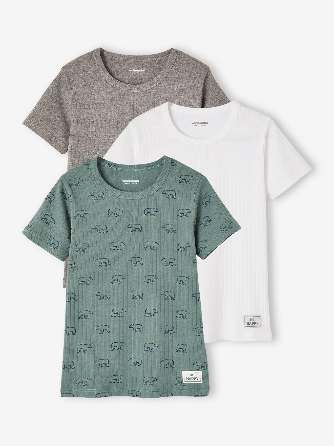 Conjunto de 3 camisetas de manga curta caneladas 