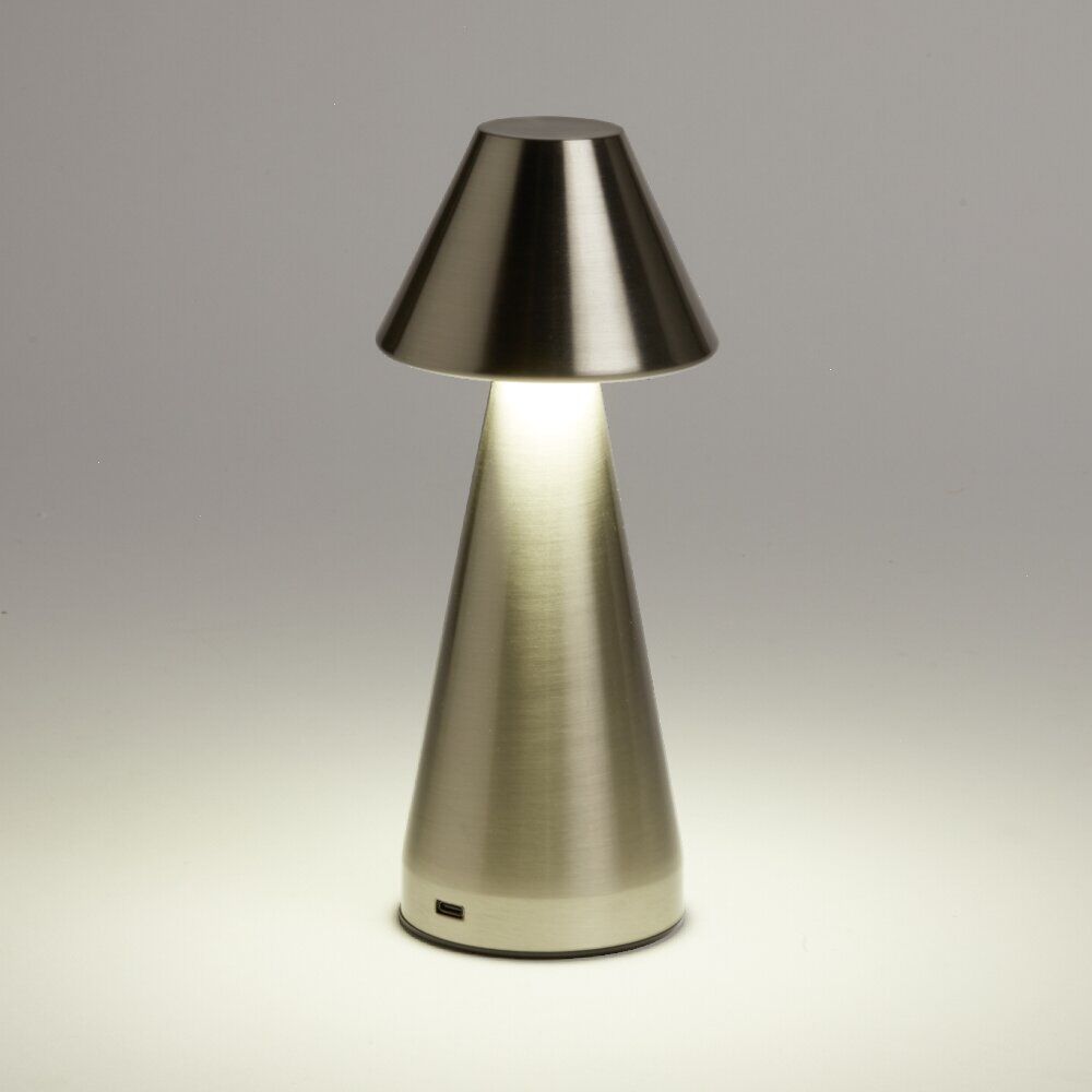 Lampe de table Conni USB tactile grise Ø9,5xH22,5cm