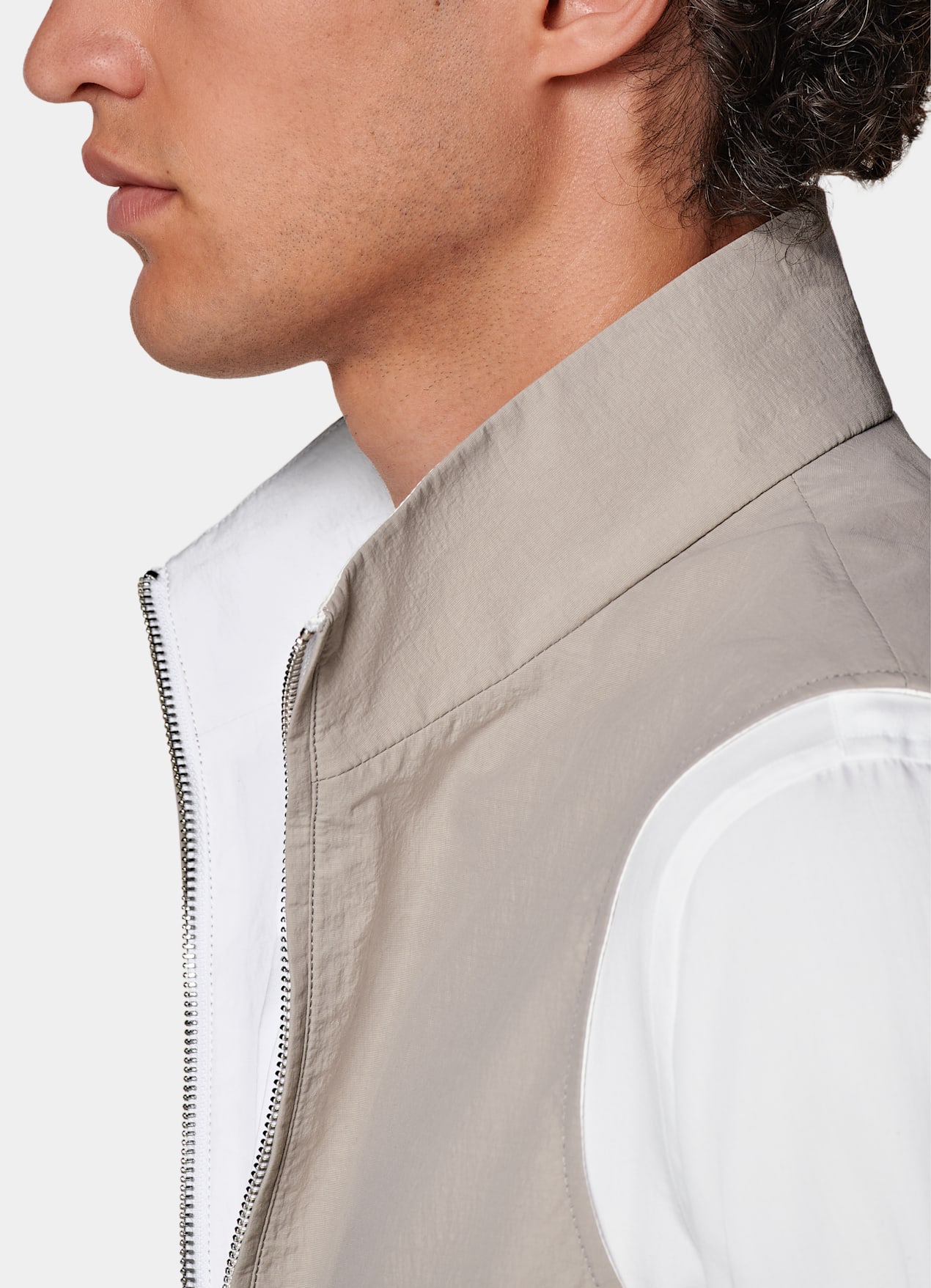 Veste sans manches réversible taupe