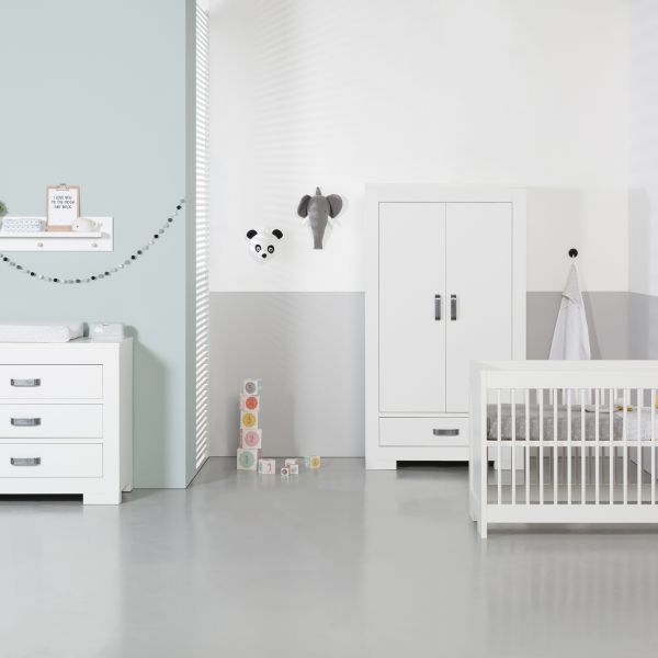 Kidsmill Brent Babykamer Wit | Bed 60 x 120 cm   Commode