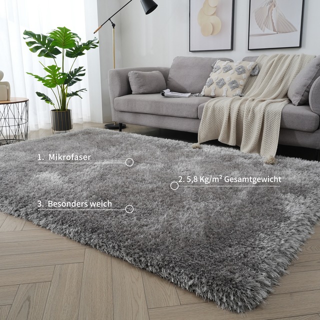 my home Hochflor-Teppich »Micro exclusiv Teppich, sehr hoher Flor, weich durch Mikrofaser« rechteckig 78 mm Höhe sehr weich, flauschig, uni, Wohnzimmer, Schlafzimmer, Kinderzimmer