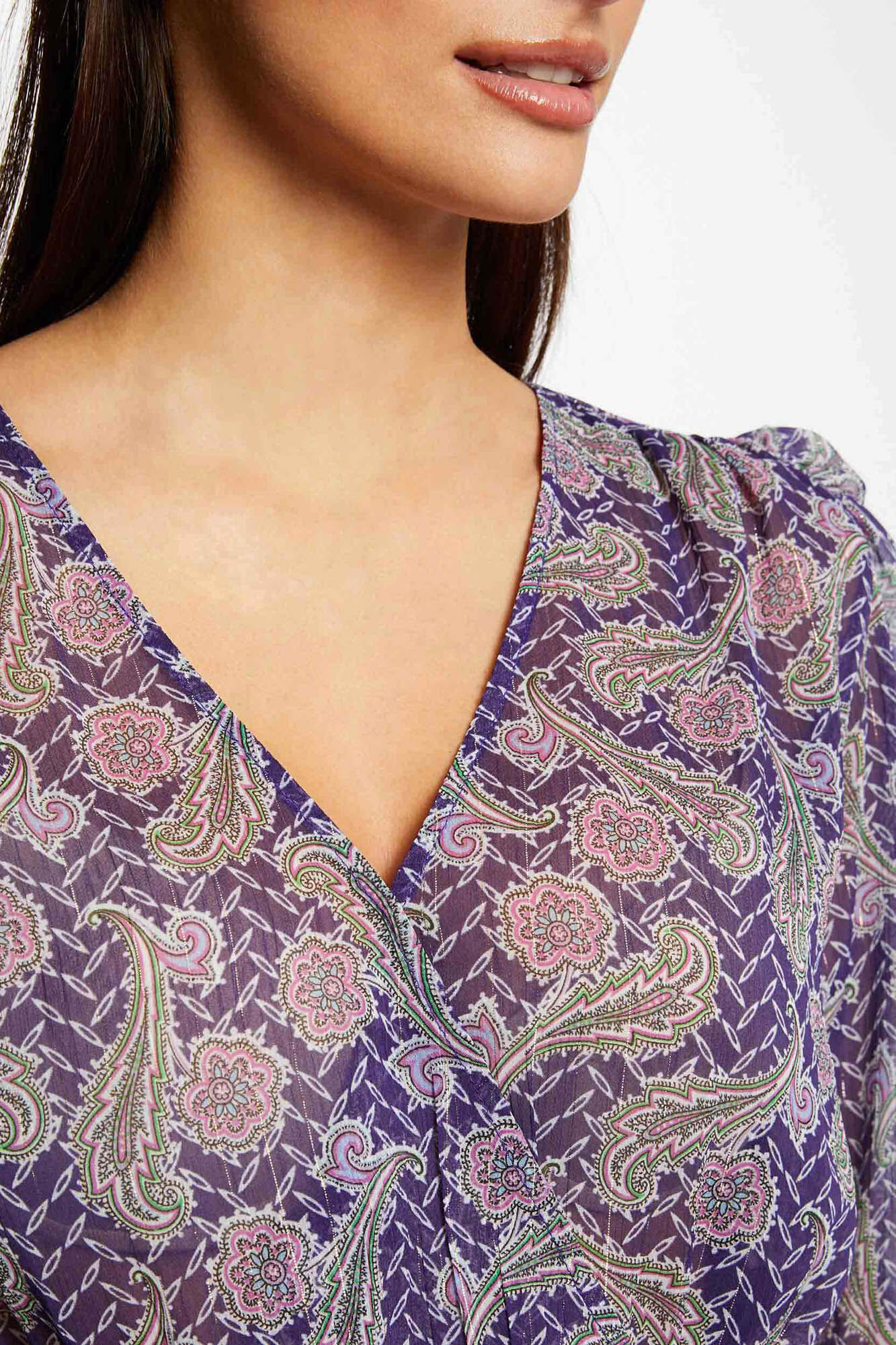 Blusa de manga comprida estampada - Roxa