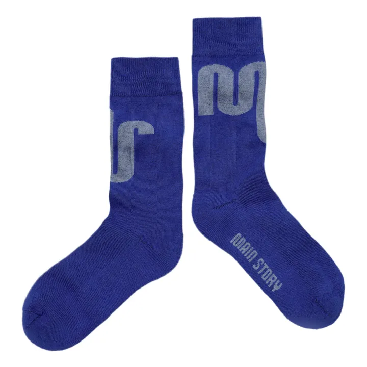 Main Story Chaussettes Logo Coton Bio | Bleu électrique
