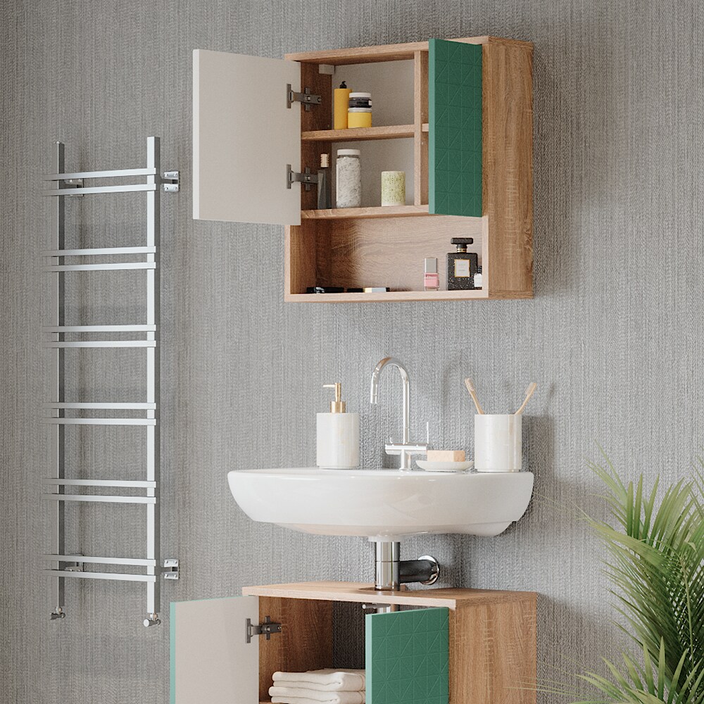 Vicco Spiegelschrank für Badezimmer Agasta sonoma Badschrank mit Ablage aus Holz