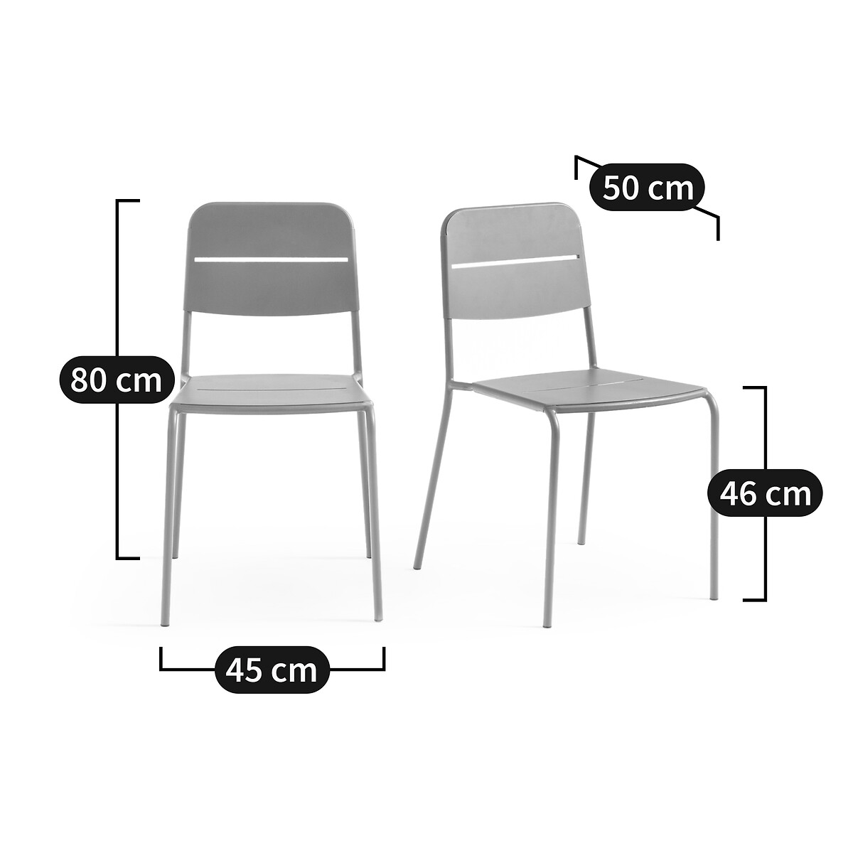 LA REDOUTE INTERIEURS<br>Conjunto de 2 cadeiras de jardim em metal, Duna