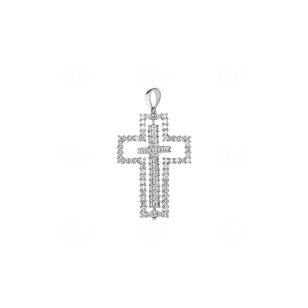 Kreuzanhänger 750/18 K Weissgold mit Diamanten 1.01 ct H/si