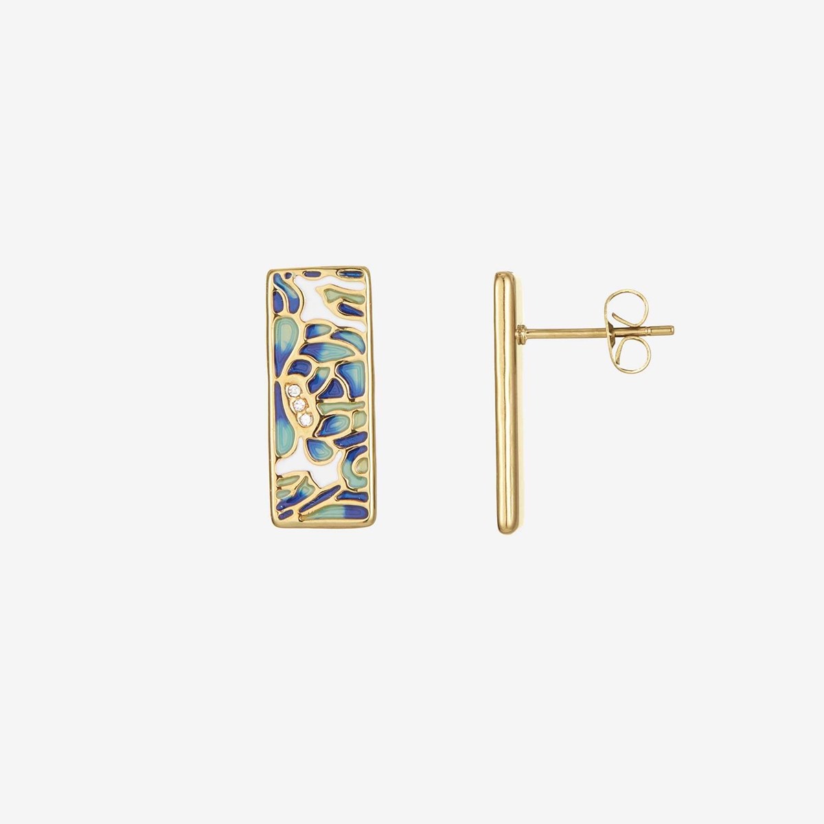 Boucles Artiste bleues acier doré or