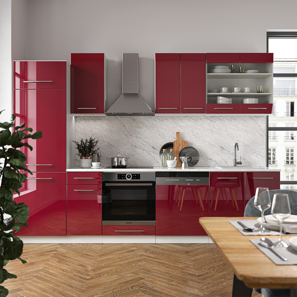 Vicco Küchenzeile Küchenblock Einbauküche 240cm Fame-Line Hochglanz Fronten