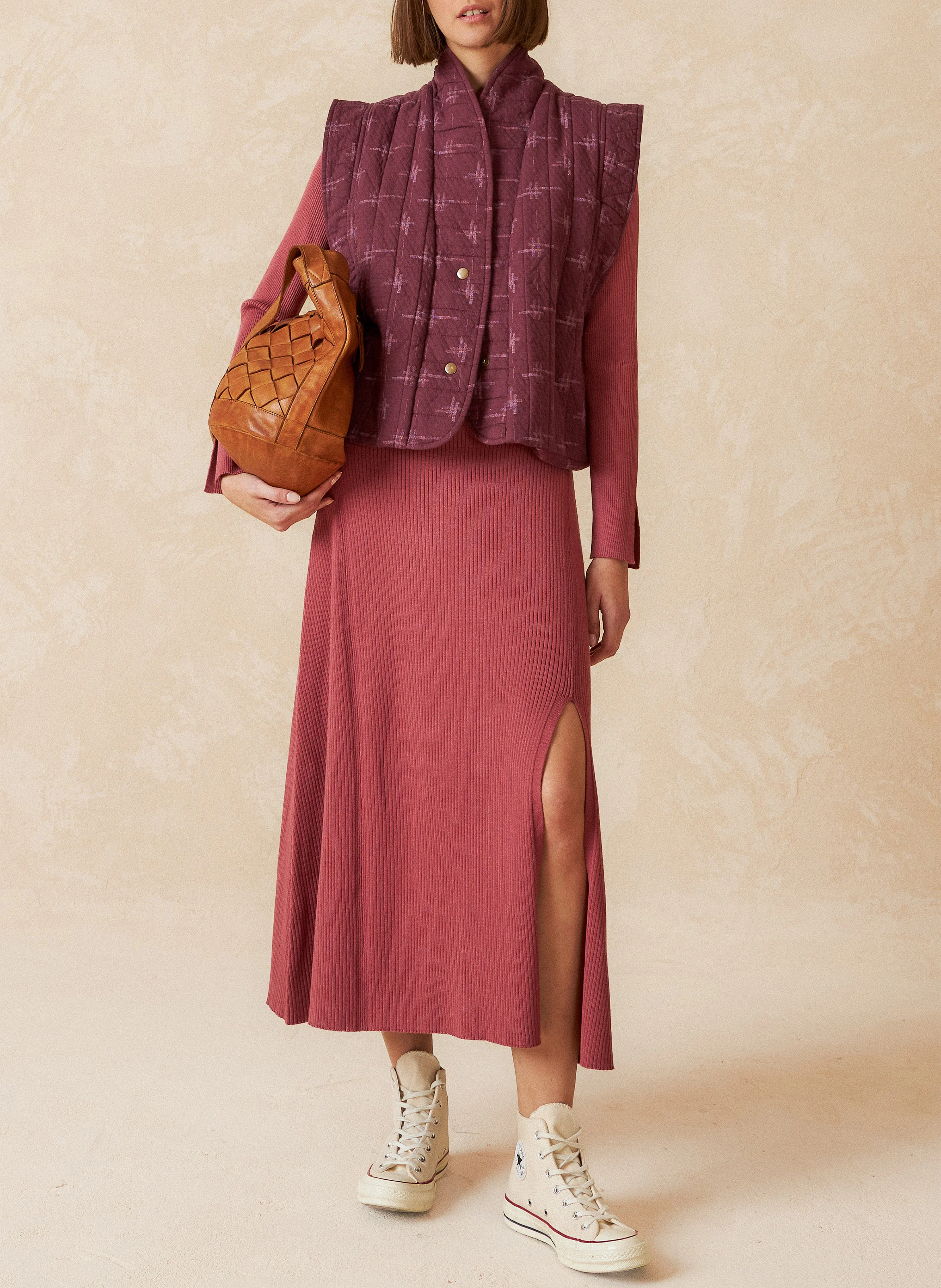 Veste col kimono en coton bio| Violet