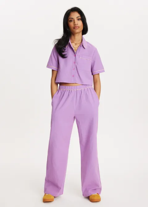 Gestreepte blouse met korte mouwen roze (ROS)