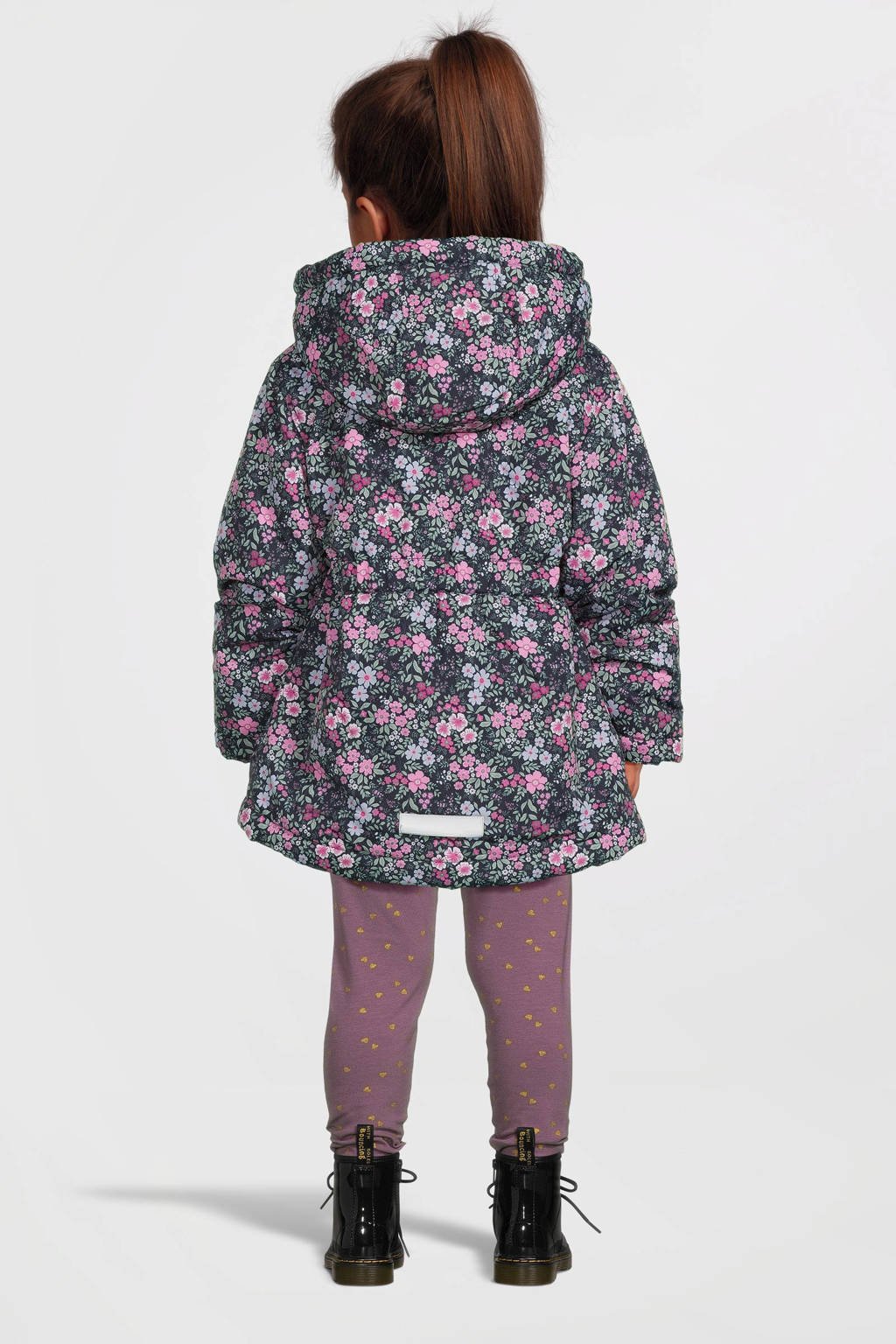 NAME IT gebloemdewinterjas NMFMAXI donkerblauw/roze