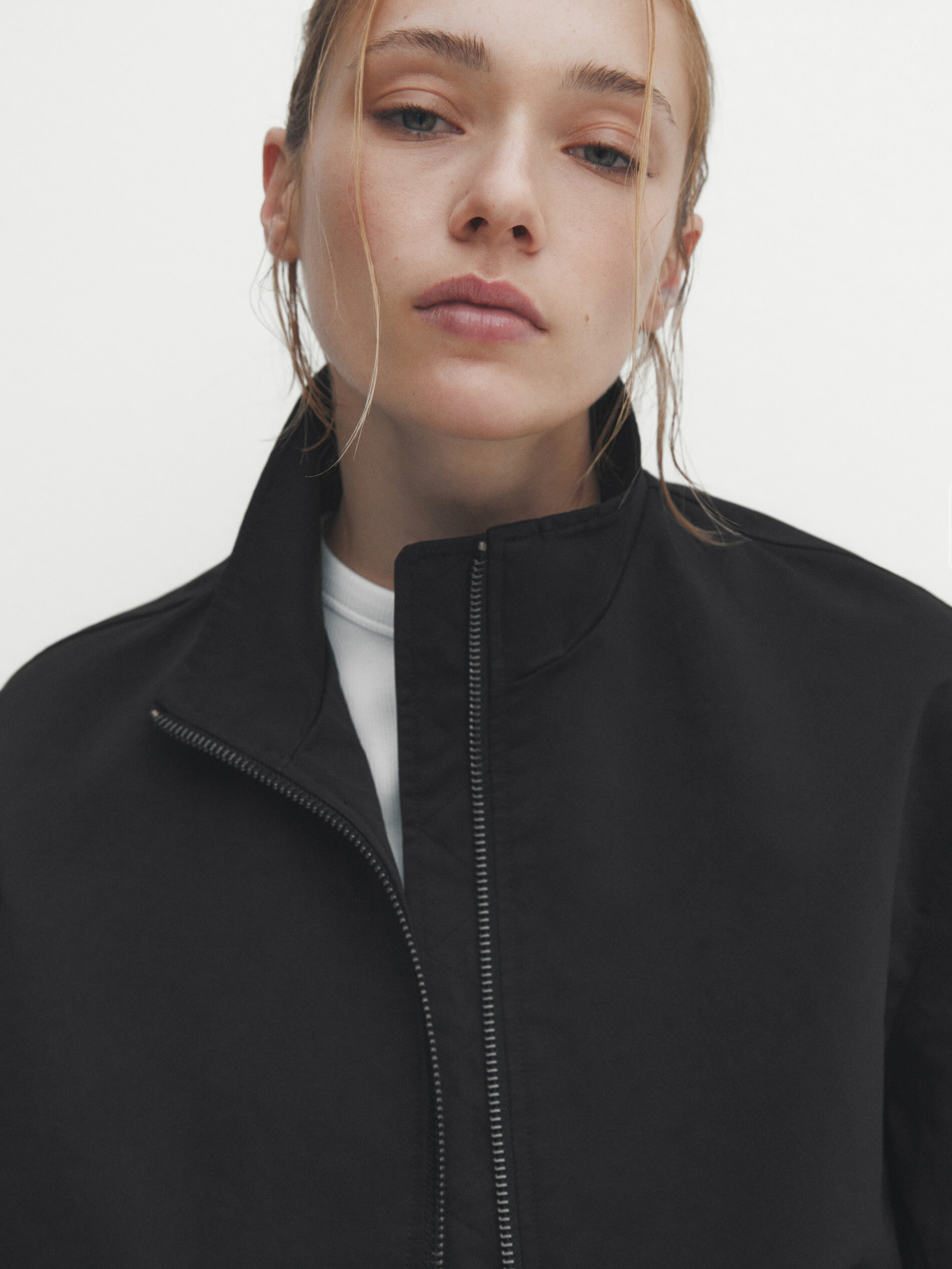 Chaqueta bomber cremallera - PRETO