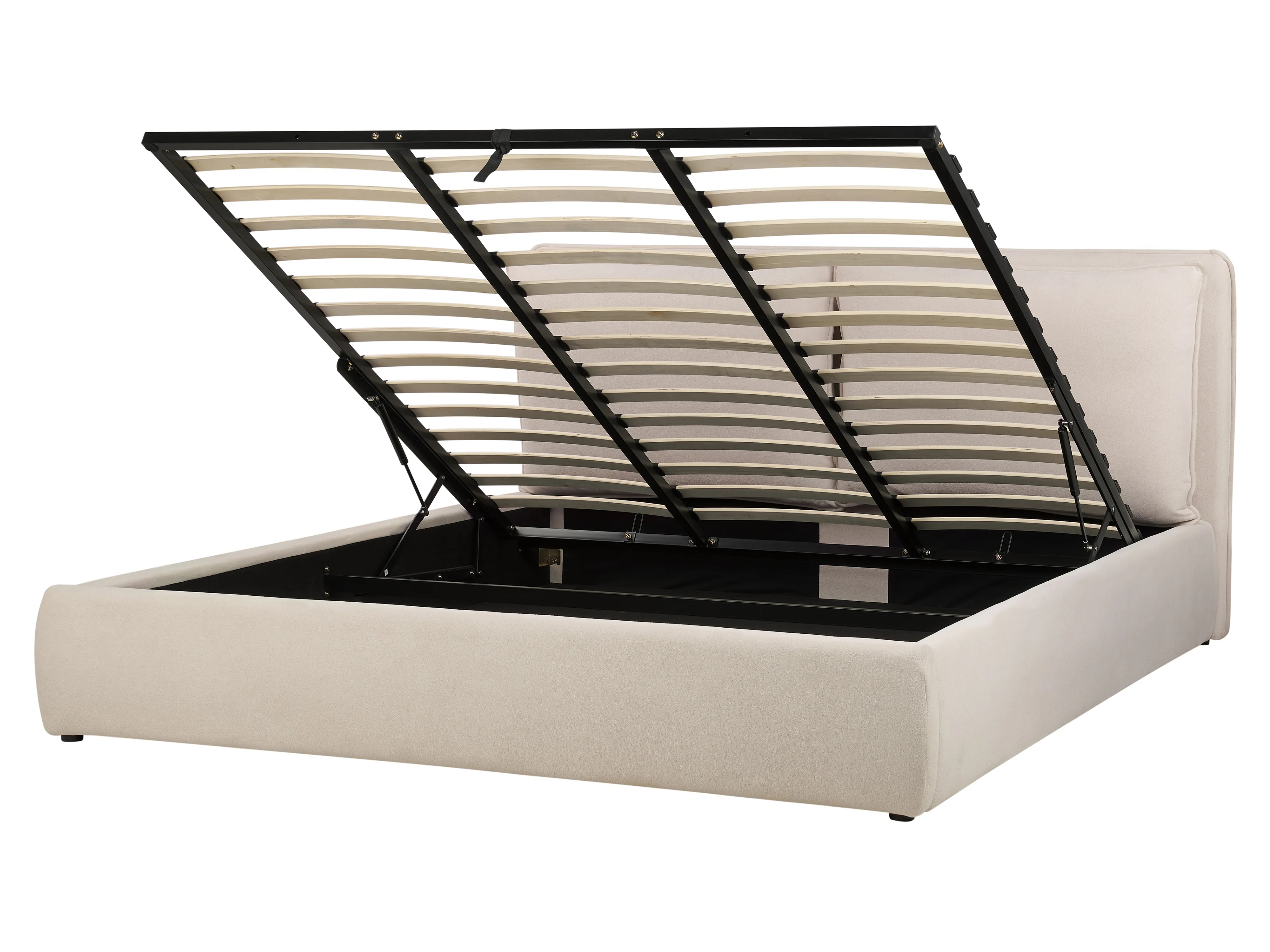 Bed met opbergruimte Stof BAJONNA 180 x 200 cm Lichtbeige