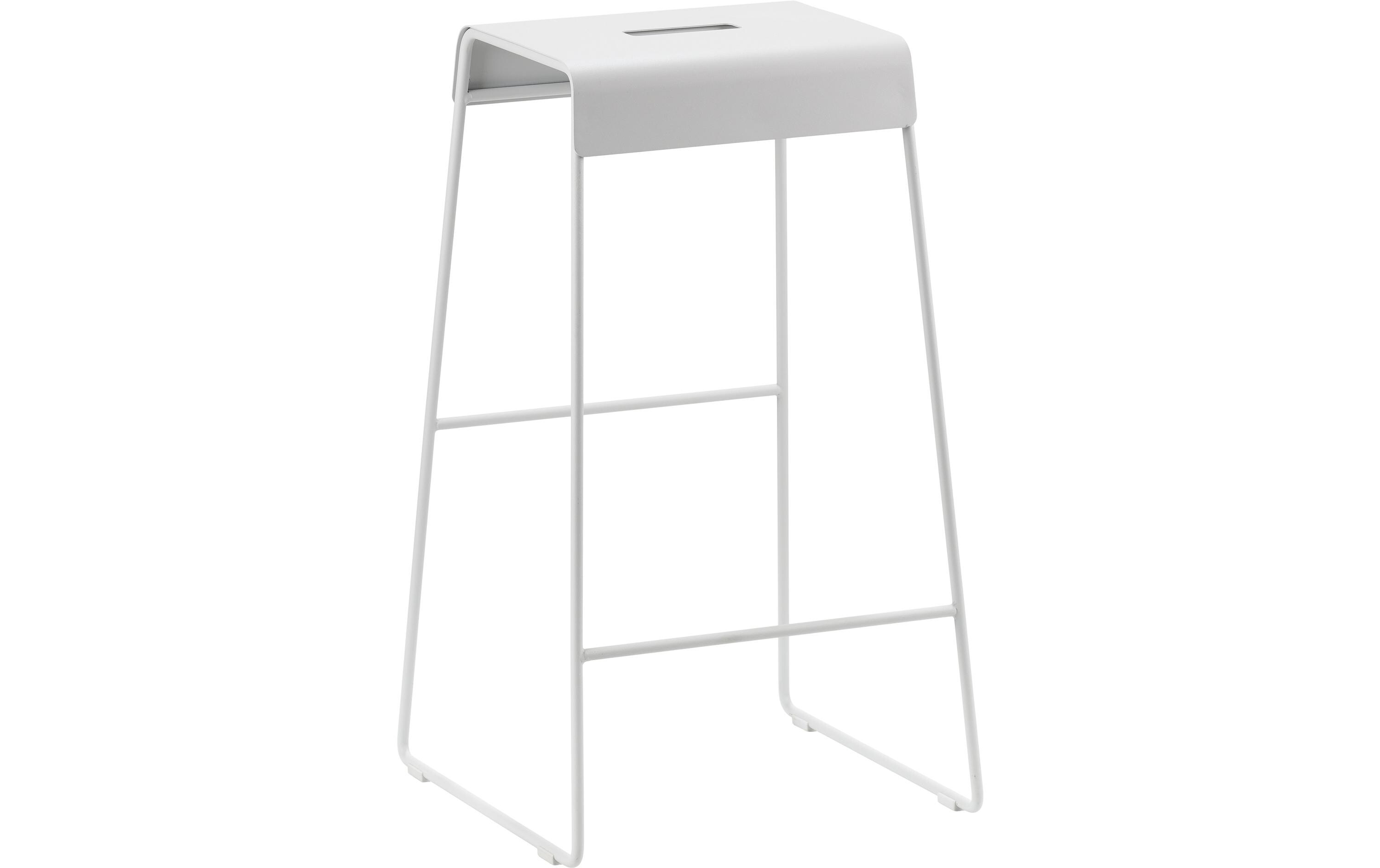 Barhocker 38 x 65 cm, Weiss<br>Hocker aus Metall