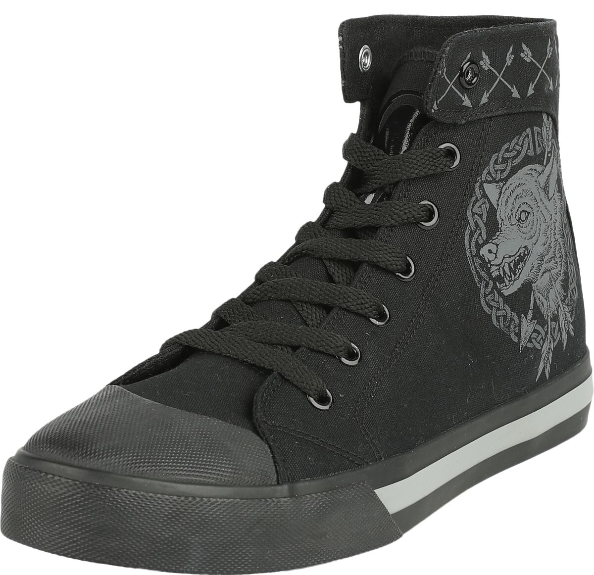 Sneaker with Wolf an Arrow Print | Black Premium by EMP Baskets hautes