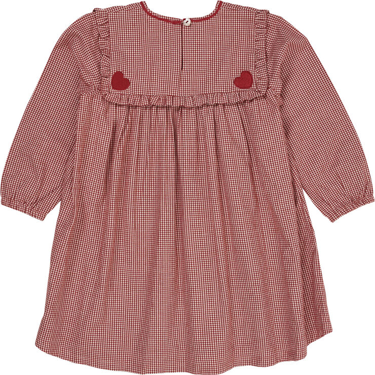 Copenhagen Colors CHECK DRESS W. HEART EMB Red check combi