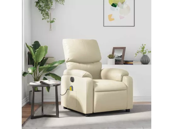 Fauteuil inclinable de massage Crème Similicuir