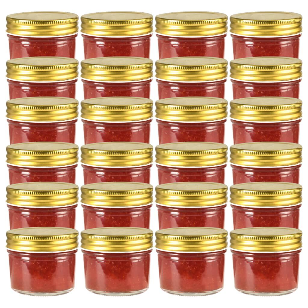 vidaXL Glazen jampotten, gouden deksels, 24 stuks, 110 ml