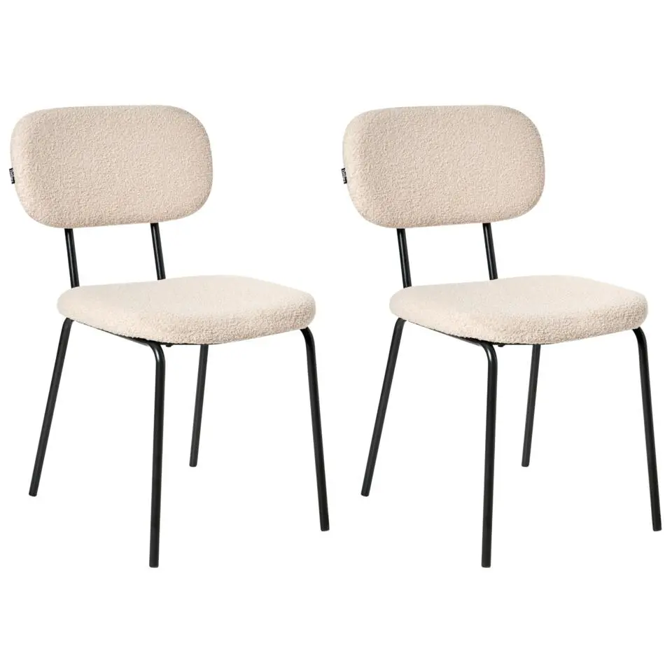ADAIR - Eetkamerstoel set van 2 - Beige - Bouclé