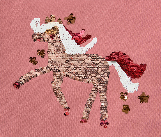 Kinder-Sweatshirt mit Wendepailletten, Einhorn oder Print (Gr. 86/92)