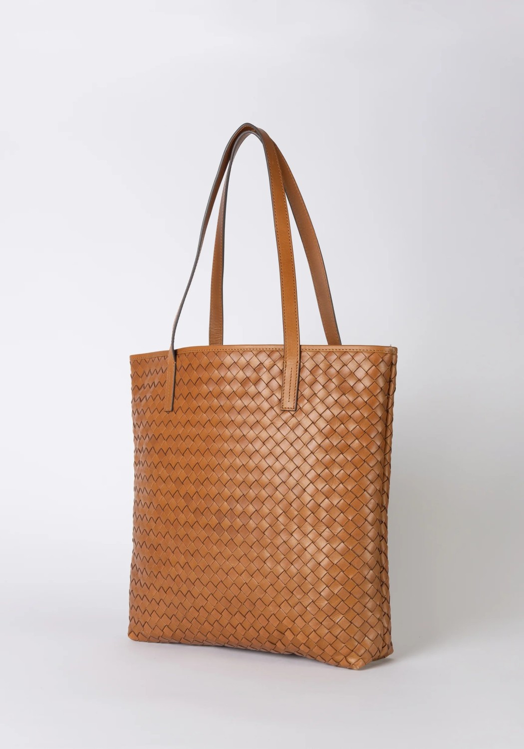 O My Bag Leder-Shopper Georgia Woven Classic Leather Cognac
