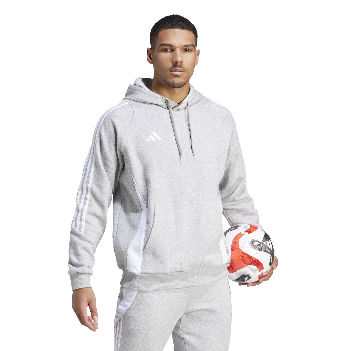 Adidas Tiro 24 Sweat Hoodie Lichtgrijs Wit